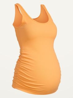 Maternity First-Layer Rib-Knit Side-Shirred Tank Top | Old Navy Summer Maternity Crew Neck T-shirt, Cheap Fitted Maternity Tops, Seamless Scoop Neck Tank Top With 4-way Stretch, Maternity Tank Top With Built-in Bra, Cheap Nursing-friendly Maternity Tops, Old Navy Maternity, Knitted Tank Top, Knit Tanks, Maternity Clothes