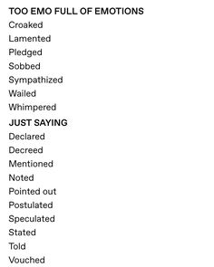 the words are written in black and white on a piece of paper that says, too emo full - of emotions