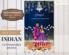 "\" Send your indian wedding announcements with our Indian digital wedding invites! Crafted with the essence of tradition and modern flair, our customizable templates embody vibrant colors, intricate designs, and eco-friendly digital convenience. Join us in celebrating love digitally, where each invite narrates a unique love story in a captivating visual narrative \"  we can customise more like this for you - to get your own invite customised - message us !  We will be doing it for you !  This i Indian Sangeet, Engagement Invite, Indian Invitations, Indian Engagement, Hindu Wedding Cards, Traditional Invitation, Ring Ceremony, Indian Wedding Cards, Rings Ceremony