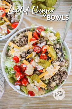 These Cheese Burger Bowls are loaded with burger flavors! This healthy, high-protein, lower-in-carbs meal tastes just like a burger, but without the bun. It’s kind of like a cheeseburger salad! This healthy burger bowl has seasoned ground beef, crisp lettuce, tomatoes, pickles, cheese, and a generous drizzle of burger sauce for a high-protein, low-carb bowl. Great for meal prep!