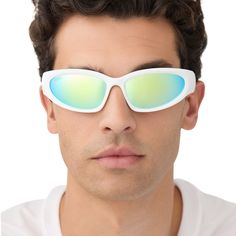 Low-riding sunnies with wrap-around coverage. Side Out shades include a TR90 lightweight frame and protective nylon polarized lenses. Totally functional and absolutely fashionable, the new Side Out shades can go from the runway to the racetrack in 2.5 seconds. Modern White Shield Sunglasses With Tinted Lenses, White Cat Eye Shield Sunglasses With Gradient Lenses, Modern White Shield Sunglasses With Uv Protection, Modern White Sunglasses With Uv Protection, Modern White Sunglasses With Uva Protection, White Sports Sunglasses With Uv Protection, White Shield Sunglasses For Outdoor Activities With Uva Protection, White Shield Sunglasses With Uva Protection For Outdoor Activities, White Functional Shield Sunglasses With Uva Protection