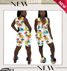 Casual Sports Zipper Sleeveless Cartoon Print Rompers Clubwear Jumpsuits, One Piece Outfit, Jumpsuits And Romper, Printed Rompers, Jumpsuit Fashion, Cartoon Print, Jumpsuit Romper, Zipper, Jumpsuit