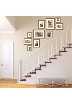 Staircase gallery wall composed of 10 ornate gold picture frames. Each photo frame has white matting included. Upload your own digital photos or art to customize your gallery wall. Turning Staircase, Staircase Gallery Wall, Gallery Wall Stairs, Wall Staircase, Stairway Gallery Wall, Staircase Gallery, Gallery Wall Staircase, Gallery Wall Design, Staircase Wall Decor