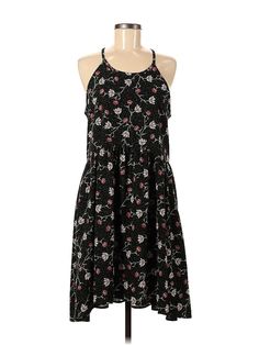 Jodifl Casual Dress Size: Medium Black Dresses - used. No Fabric Content, Halter, Floral, High Low, Sleeveless | Jodifl Casual Dress: Black Floral Dresses - Used - Size Medium Casual Black A-line Floral Dress, Black Printed Sundress, Black Sleeveless Floral Dress For Vacation, Spring Black Printed Sundress, Casual Black Sleeveless Floral Dress, Black Printed Sundress For Spring, Casual Black Printed Sundress, Black Floral Dresses, Casual Dress Black