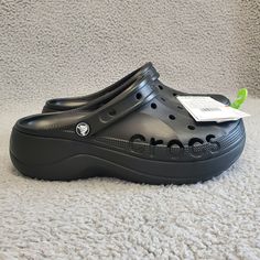 The condition is new with tags in the original Crocs bag. Crocs Bag, Crocs Women, Black Crocs, Platform Clogs, Platform Shoes, Comfortable Shoes, Clogs, The Original, Shoe Accessories