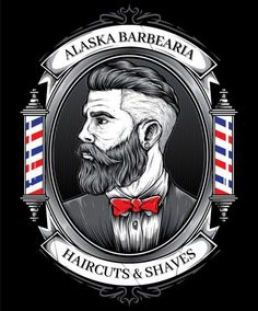 a man with a beard wearing a bow tie and the words barberia vascimento