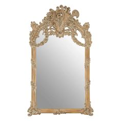 an ornate gold framed mirror on a white background