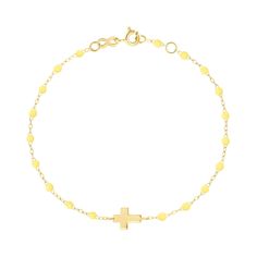 Gigi Clozeau - Cross Charm Classic Gigi Mimosa bracelet, Yellow Gold, 6.7 Luxury Yellow Gold Rosary Bracelet Gift, Symbolic Yellow Gold-plated Bracelets, Elegant Yellow Bracelet As A Gift, Modern Yellow Gold Bracelets With Round Beads, Modern Yellow Gold Pearl Bracelet For Gift, Elegant Yellow Bracelet As Gift, Modern Yellow Gold Pearl Bracelet As Gift, Modern Yellow Gold Pearl Bracelet Gift, Modern Yellow Gold Pearl Bracelet