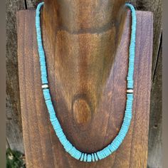 Sterling Silver Graduated Heishi Turquoise Bead Necklace. 18 Inch Best Offers Accepted! Turquoise Bead Necklaces, Turquoise Beads, Bead Necklace, Womens Jewelry Necklace, Beaded Necklace, Jewelry Necklaces, Womens Sizes, Necklaces, Women Jewelry