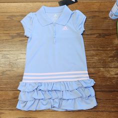 Nwt Bin Sp.P Spring Ruffle Dress For Dress-up Occasions, Blue Cotton Ruffle Dress For Spring, Spring Blue Cotton Ruffle Dress, Adidas Cotton Summer Dress, Adidas Cotton Dress For Summer, Summer Cotton Adidas Dress, Summer Cotton Dress By Adidas, Adidas Short Sleeve Spring Dresses, Adidas Sleeveless Spring Dresses