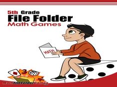 a boy sitting on top of a dice board with the title fifth grade file folder math games