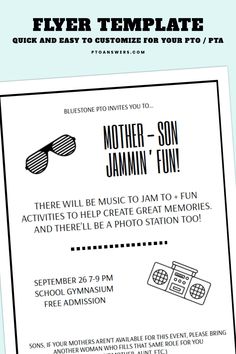 a flyer for an event with the words, mother - to - son jammin'fun