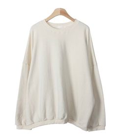 Womens Loose fit Solid Simple Cotton Sweatshirts for Fall and Ivory Long Sleeve Sweatshirt With Ribbed Cuffs For Spring, Cozy Fit Solid Cotton Tops, White Cotton Long Sleeve Sweatshirt, White Long Sleeve Cotton Sweatshirt, Basic White Long Sleeve Crew Neck Top, Beige Long Sleeve Tops With Cozy Fit, Winter Long Sleeve Crew Neck Top In Solid Color, White Long Sleeve Sweatshirt For Spring, Beige Long Sleeve Cozy Fit Top