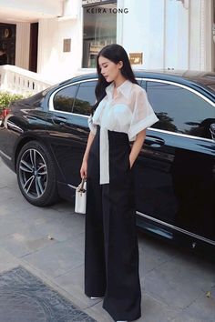 Formal Ootd Classy, Silent Luxury Outfits, Elegant Korean Outfit, Classy Korean Outfits, Korean Classy Outfits, Korean Work Outfit, Korean Dress Elegant, Royal Outfits Classy