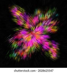 an abstract colorful flower on black background