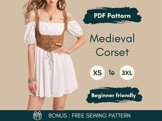 Underbust Corset Sewing Pattern PDF | XS - XXXL | Corset Belt Pattern | Bustier Sewing Pattern | Beginner Medieval Corset Sewing Pattern This is a digital PDF sewing pattern - not a physical product. Create your own elegant underbust corset with this easy-to-follow sewing pattern, perfect for beginners! This versatile corset belt pattern is inspired by medieval styles, offering a flattering and stylish silhouette that pairs beautifully with dresses, blouses, and more. ✂️ What's Included: ➜ Sizes Corset Belt Pattern, Bustier Sewing Pattern, Bustier Sewing, Underbust Corset Pattern, Medieval Hair, Medieval Corset, Couture Corset, Corset Sewing, Medieval Hairstyles