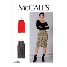 a women's skirt and pencil skirt sewing pattern with the words, m804