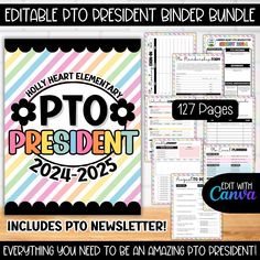 PLEASE NOTE: THIS IS AN EDITABLE CANVA TEMPLATE. YOU WILL NEED A FREE CANVA ACCOUNT TO EDIT.  Stay on top of your PTO game with our comprehensive PTO Planner, thoughtfully designed to keep you organized and empowered throughout the entire school year. This indispensable tool encompasses a treasure trove of 127 printable pages, including weekly and monthly calendars, membership forms, financial sheets, meeting notes, budget planning templates, event planning guides, a password tracker, PTA commun Middle School Pto Events, Pta Planner, Pto Meeting, Pta Board, Event Checklist, Event Planning Guide, Event Budget, Digital Printing Services, Password Tracker