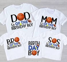 All Star Sports Themed Birthday T-shirt - Football, Basketball, Tennis, Soccer, Golf Get shirts for the whole family! Simply personalize each shirt to read mom, dad, grandma, grandpa, auntie, etc etc! Endless options. **Price includes ONE shirt. Add as many as you need True to size unisex fit! Super soft and comfy for sensitive little skin! Short sleeve shirt will be a white short sleeve tee. 3/4 Sleeve are white with black sleeve raglans. MADE TO MATCH! https://printingthreads.etsy.com/listing/ Team Spirit Birthday T-shirt With Name Print, White Family Matching T-shirt With Team Name, White Shirt With Letter Print For Birthday, Fun White Tops For Family Events, Customizable Team Spirit Tops For Birthday, Customizable Team Spirit T-shirt For Birthdays, Customizable Team Spirit T-shirt For Birthday, White T-shirt For Father's Day Family Events, Fun White T-shirt For Family Events