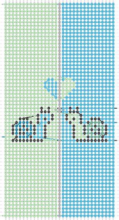 the cross stitch pattern is shown in blue and green