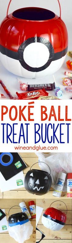 this poke ball treat bucket is perfect for kids to make