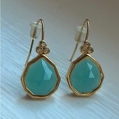 Beautiful Gold And Teal Earrings Excellent Condition, Never Worn Backs Included Unsure About The Brand - They Were A Gift Teal Jewelry, Teal Earrings, Earrings Color, Blue Gold, Color Blue, Jewelry Earrings, Women Jewelry, Turquoise, Outfit Accessories