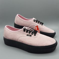 From The 2017 Sidewalk Collection - Vans Authentic Platform Embossed Chalk Pink Suede **Rare** Size 8 Nwt Has The Look Of A Creeper With All The Comfort Of Vans Vans Sneakers With Rubber Sole, Pink Platform Sneakers With Flat Heel, Pink Flat Platform Sneakers, Pink Vans Sneakers, Vans Authentic Platform, Vans Women, Shoes Vans, Pink Suede, Vans Authentic