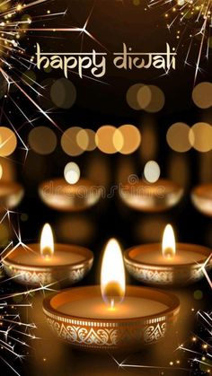 happy diwali background with lit candles and sparkles royalty illustration