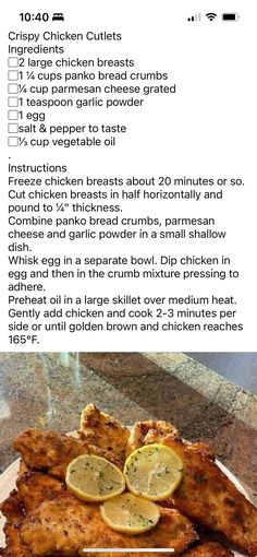 the recipe for chicken with lemon slices on it