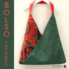 a green and red bag hanging on a wall with the words bolso taponies