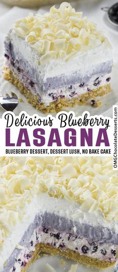 the best white chocolate and blueberry lasagna cake recipe is made with only three ingredients