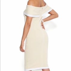 Bebe Keep It Simply Sexy In This Off-Shoulder Sweater Dress Tipped By Contrast Color. Stretchy Knit And Midi Silhouette Make Curves Look Perfect.Brand New With Tags ! White Fitted Knee-length Off Shoulder Dress, White Off-shoulder Bodycon Dress, Elegant Stretch Bodycon Dress With Cold Shoulder, White Stretch Off-shoulder Midi Dress, Cream Off-shoulder Mini Dress, Chic White Off-shoulder Bodycon Dress, Chic White Cold Shoulder Dress, White Midi-length Off-shoulder Dress, White Fitted Cold Shoulder Dress