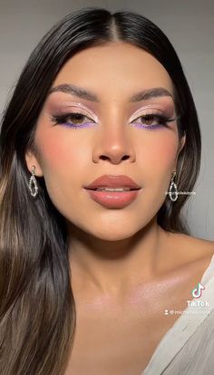 Eyeshadow Look With Rhinestones, Prom Makeup For Brown Eyes, Purple Eyeshadow Looks, Purple Makeup Looks, Glam Eyeshadow, Purple Eyeliner, Windows To The Soul, Prom Eye Makeup, Purple Eye Makeup