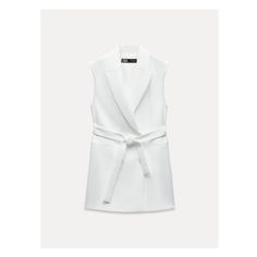 Lapel collar vest. Front welt pockets. Front double breasted button closure with self-belt. Zara White Outerwear With Lapel Collar, Zara Cream Lapel Collar Outerwear, Zara White Double-breasted Outerwear, Zara Double-breasted Blazer With Lapel Collar, Zara Double-breasted Outerwear With Lapel Collar, Long Waistcoat, Work Attire Women, Double Breasted Vest, Collar Vest