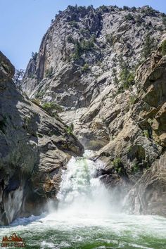 the water is running down the side of the mountain