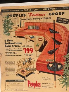 an old advertisement for people's furniture from the 1950's