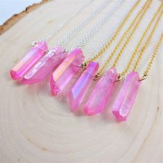 Pink Aura Quartz Necklace / Rainbow Crystal Jewelry / Pastel Goth / Fairy Kei / Kawaii Mahou Kei / D Rose Aura Quartz, Pink Aura Quartz, Rose Aura, Handmade Crystal Necklace, Time Loop, Crystals Necklace, Goth Fairy, Raw Crystal Jewelry, Pink Aura