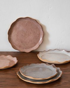 Scalloped Handmade Stoneware Plates - Lone Fox Ceramic Charger Plates, Pottery Design Inspiration, Stoneware Serving Dishes, Pottery Wheel Plates, Handmade Ceramic Dinnerware, Handmade Pottery Ideas Inspiration, Ceramic Dinnerware Set Handmade, Handmade Ceramic Plate, Terracota Plates