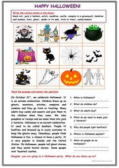 halloween worksheet with pictures and words for children to learn how to spell the word happy