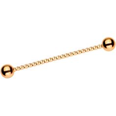 a gold ball and chain bracelet on a white background