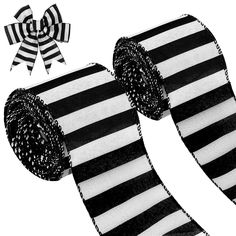 two black and white striped ties with bows