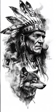 desenho de indio americano Cherokee Indian Tattoos For Men, Wolf Headdress Tattoo, Indian Tattoos For Men, Red Indian Tattoo, Cherokee Indian Tattoos, Traditional Tattoo Stencils