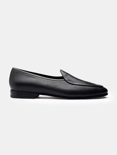 The Belgian Loafer - Black Deerskin | MORJAS Luxury Loafers For Semi-formal Fall Occasions, Sleek Formal Loafers For Fall, Luxury Semi-formal Loafers For Fall, Elegant Business Loafers For Fall, Timeless Black Loafers For Workwear, Sleek Leather Sole Loafers For Fall, Sleek Fall Loafers With Leather Sole, Sleek Loafers With Leather Sole For Fall, Elegant Fall Loafers With Leather Lining