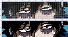 an image of two people with different facial expressions on their faces in pixel art style