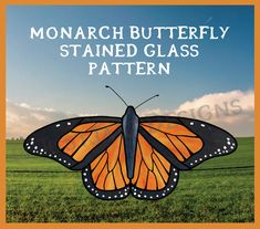 monarch butterfly stained glass pattern with the words monarch butterfly stained glass pattern on it's wings