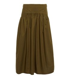 The Ramsey midi skirt from Ulla Johnson has a utilitarian-style feel to it. It's cut to a gently flared silhouette with a drop-waist seam and smocking detailing. | Ulla Johnson Ramsey midi skirt Summer Bottoms, Utilitarian Style, Minimal Classic, Simple Chic, Drop Waist, Ulla Johnson, Fall In Love, Smocking, Maxi Skirt