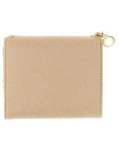 Outside: 100% Vegan fabric Elegant Bifold Wallets With Zipper Closure, Elegant Bifold Wallet With Zipper Closure, Elegant Beige Wallets With Coin Pocket, Elegant Beige Wallet With Coin Pocket, Chic Wallets With Interior Card Slots, Beige Evening Clutch Wallet, Beige Clutch Wallet For Evening, Elegant Beige Coin Purse With Interior Card Slots, Chic Gold Bifold Wallet