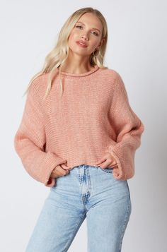 Cozy Peach Sweater - Bell Sleeve Sweater - Cropped Sweater | Bohopink Peach Knit Sweater Outfit, Peach Color Top Outfits, Peach Sweater Outfit, Peach Color Outfits, Bell Sleeve Sweater Outfit, Peach Outfit, Fun Fits, Peach Clothes, Peach Sweater