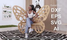 Looking for a unique and exclusive furniture design to add to your collection? Look no further than the Plywood Butterfly Chair DXF File! This digital download offers a custom furniture plan that can be cut with a CNC or laser machine. The design, crafted by Furnishapes, features a beautiful butterfly chair that will elevate any space. Highlights:  This digital download comes with one zip file that includes all necessary formats for cutting and assembly - dxf, eps, and svg. The design measures 1 Dxf Files Cnc, Wooden Toys Design, Plywood Chair, Large Stencils, Wood Model, Plywood Sheets, Exclusive Furniture, Laser Machine, Butterfly Chair