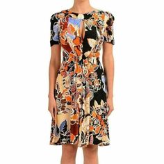 Just Cavalli Women's Graphic Short Sleeve A-Line Dress Us 4 It 40 Country/Region Of Manufacture: Italy Retail Value: $655.00 This Is Authentic Just Cavalli Women's Graphic Short Sleeve A-Line Dress Sku: Kj-13059 Model: S02ct0508n21089185s Material: 100% Rayon Bust: 14.5" Length: 33.5" Multicolor A-line Dress For Work, Elegant Orange Short Sleeve Dress, Designer Multicolor Spring Dress, Orange Knee-length Dress For Work, Orange A-line Dress For Work, Orange Silk Dress With Floral Print, Multicolor Silk Knee-length Dress, Multicolor A-line Workwear Dress, Casual Multicolor Evening Dress